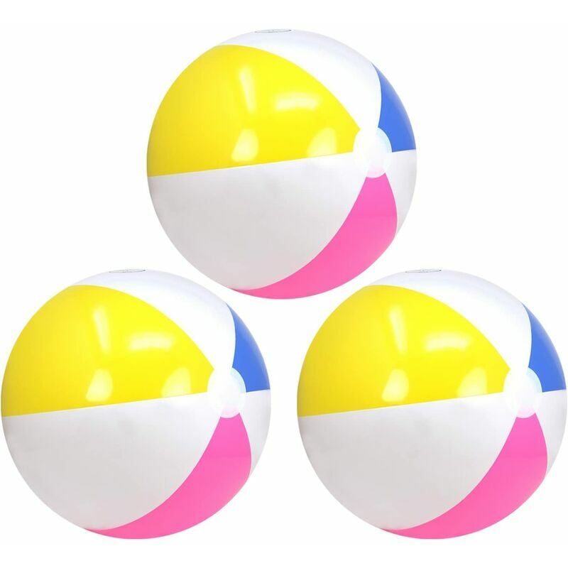 3X Ballon de Plage Gonflable - Ballon de Plage Hydrofuge - Ballon de Plage pour Plage, Piscine et Lac de Baignade - Jouet de Bain - ø 35 cm (ø 35 cm