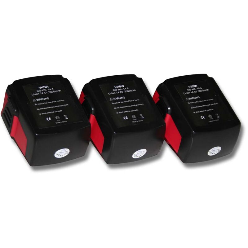 Image of 3x Batteria per attrezzi Hilti sf 144-A cpc 14.4 v, SF144-A, sfh 144-A, sfh 144-A cpc 14.4V sostituisce Hilti B144, B-144 3000mAh (14.4V)