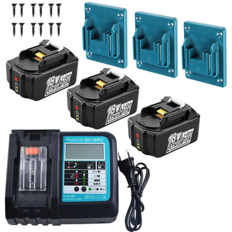 3X Batterie 18V pour Makita BL1850B BL1860B BL1840 BL1830 BL1815 LXT DMR107 DMR108 avec LED + Chargeur à écran d'affichage + Cadeau : Pendentif d'outil