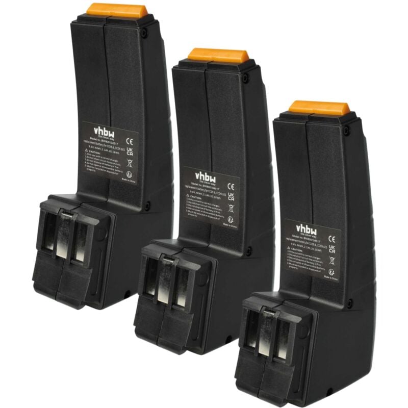 Vhbw - 3x Batterie compatible avec Festo Festool FSP-488437, FSP-489257, FSP-486828, FSP-487512, BPH9.6C outil électrique (2100 mAh, NiMH, 9,6 v)