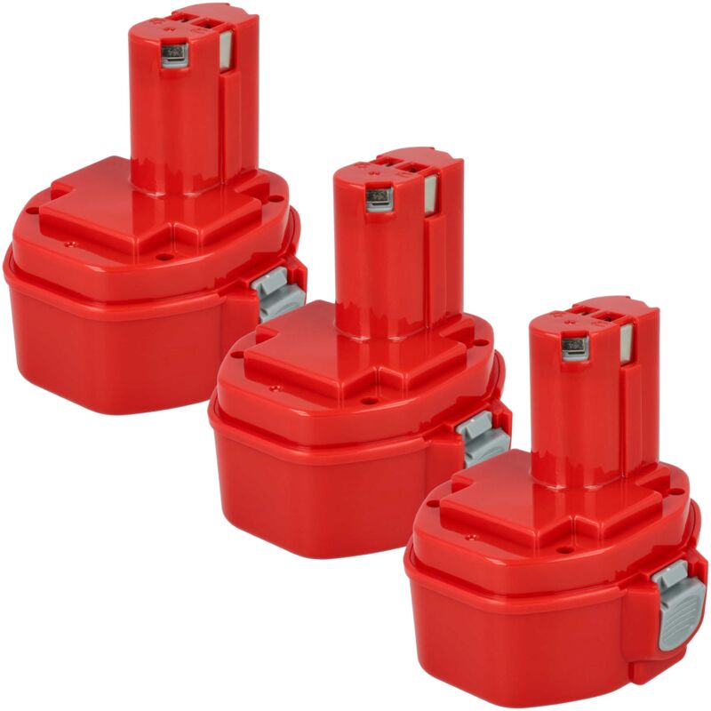 Vhbw - 3x Batterie compatible avec Makita 6281DWPE, 6281D, 6280DWAE, 6333D, 6280DWALE, 6280D, 6271DWAE outil électrique (3000 mAh, NiMH, 14,4 v)
