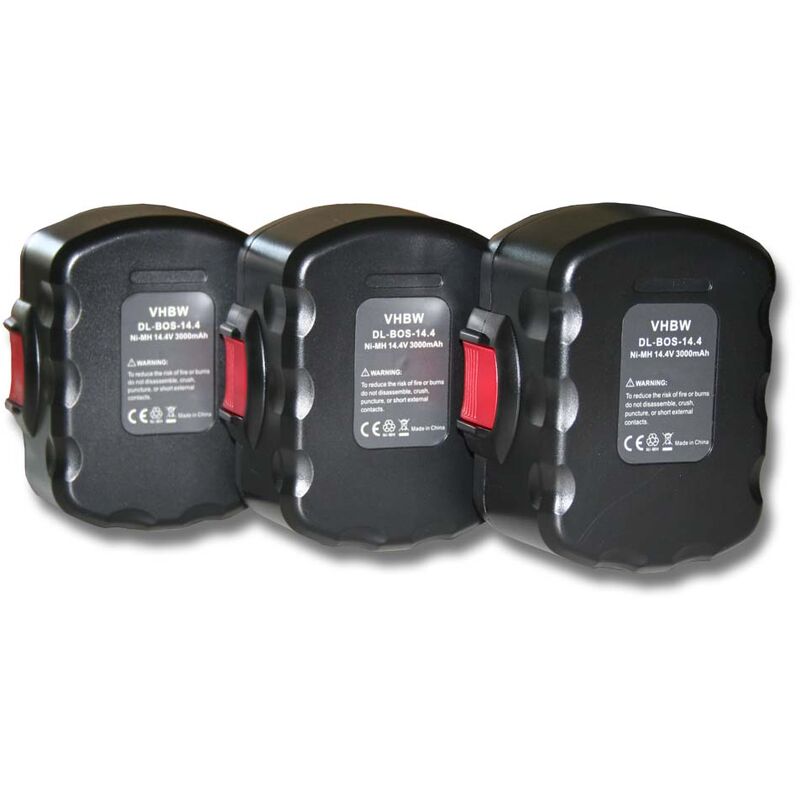 3x Batterie compatible avec Bosch Angle Exact 17, 22, 23, 29, 30, 40, 50, 60, 75 outil électrique (3000 mAh, NiMH, 14,4 v) - Vhbw