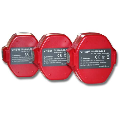 3x Batterie Ni-MH 3000mAh (14.4V) vhbw pour outils UB140DWB Makita 1433, 1434, 1435, 1435F comme Makita 1420, 1422, 1422 192600-1, 192600-1.