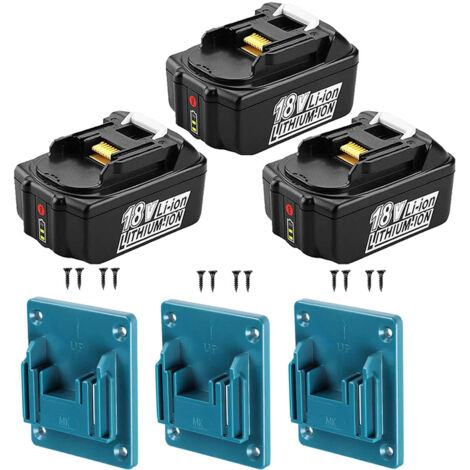 3X Batterie pour Makita 18V BL1850B BL1860B BL1840 BL1830 BL1815 LXT DMR107 DMR108 
avec LED remplacement+ Cadeau : Pendentif d'outil