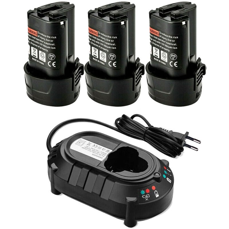 Powerwings - 3X Battterie pour Makita BL1013 10,8 v 1500 mAh Li-thium pour Makita Batterie BL1014 BL1015 194550-6 194551-4 195332-9 DF030D DF330D