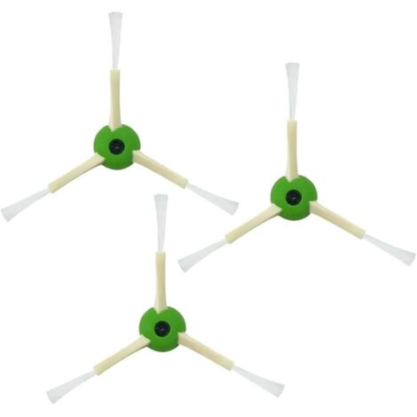 3X Brosse latérale de Remplacement et vis, Compatible avec iRobot. pour Roomba i3, i4, i5, i6, i6+, i7, i7+, i8, i8+, j7, j7+, E5, E6, E7  Couleur Verte et Blanche