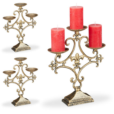 Hewory Candelabro oro portacandele a bastoncino: 6 piccoli