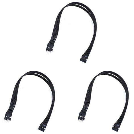 3X Carte Mère Carte Mère 9 Broches USB 2.0 Male à Femelle Extension Dupont Cable de Données Cordon Fil Ligne pour PC Bricolage, 30 cm