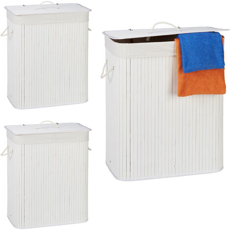 Emuca Cesto portabiancheria Laundry per modulo, Plastica bianca,  Tecnoplastica e Acciaio • Maniglie Design