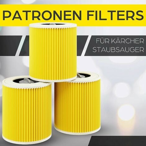 Lot de 2 filtres à cartouche pour Kärcher WD3 Premium, WD2, WD3, WD3P, MV2,  MV3 - Filtre