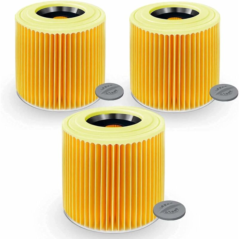 3x Compatible Cartouche Filtre Cartouche Aspirateur Filtre pour Kärcher WD3 Premium WD2 WD3 WD3 MV3 WD3P Kit d'Extension remplace 6.414-552.0,