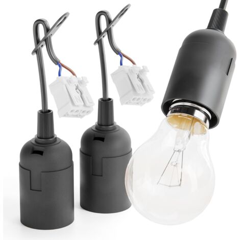 3x construction base E27 black with quick connector - lamp base E27 including strain relief - decorative base E27 max. 60W 250V - construction base E27, LED construction base