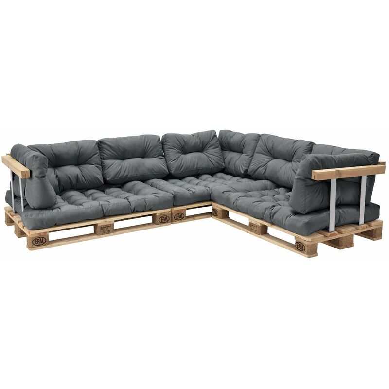 Helloshop26 - 3x coussins de Siège et 8x coussins de dossier pour canapé palette gris - Gris