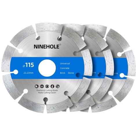 3x Disque Diamant 115x22,23mm - Accessoire Meuleuse - Coupe Béton Brique Pierre - Usage Sec Humide - Gris - 115x22,23cm