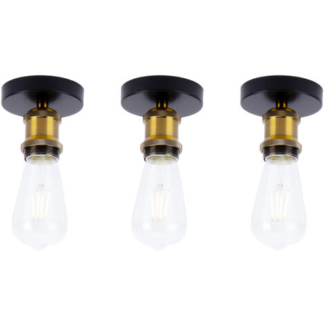 3X E27 Portalampada Plafoniera, Vintage Retro Lampada da Soffitto Edison Supporto per Cucina Camera da Letto (Bronzo)