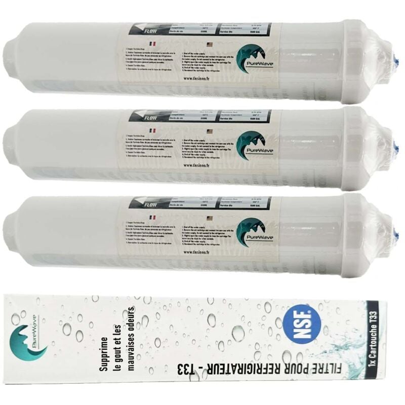 3x filtre à eau pour Réfrigérateur cartouche filtrante Compatible Tout Frigo Americain Ou Standard