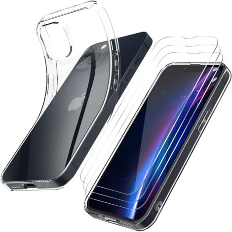 3X FUNDAS DE VIDRIO TEMPLADO PARA APPLE IPHONE 14 FUNDA TRASERA TRANSPARENTE