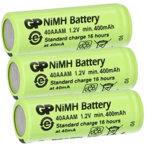 3x GP Akku 2/3 AAA 1,2V / 400mAh GP40AAAM Micro NiMH Akku Höhe 29,7mm