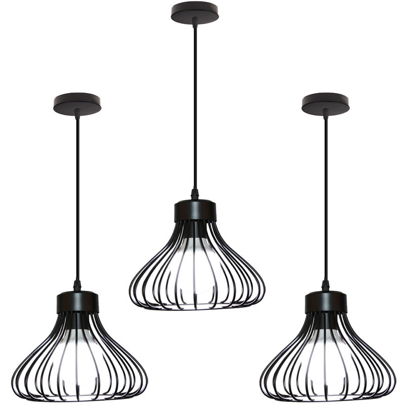 3X Vintage Industrial Pendant Light Black Creative Retro Chandelier for Indoor Decoration Bedroom Cafe Bar