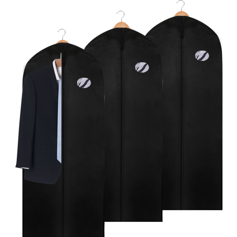 3x Kleidersack Kleidersäcke Schutzhülle mit Schuhtasche Kleiderhülle Kleiderschutz Dicker Vliesstoff mit PE-Folie 150 x 60cm