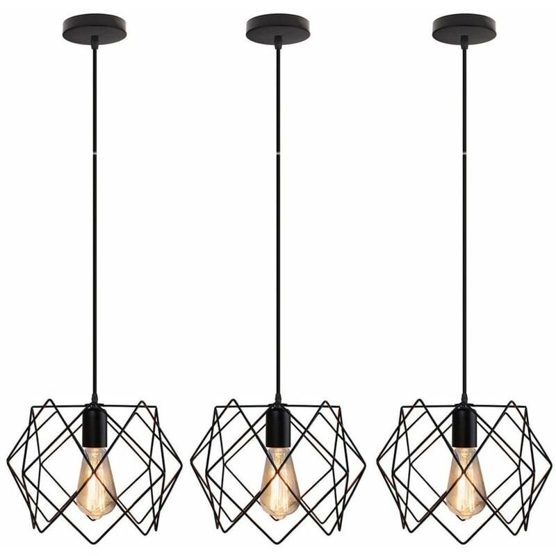 3x Lampadario vintage Lampada a sospensione in