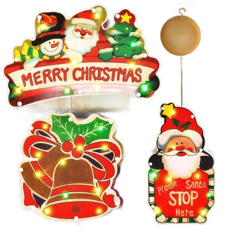 3x LÁMPARA DE VENTANA LED DE COLOR NAVIDEÑO, FUNCIONA CON PILAS