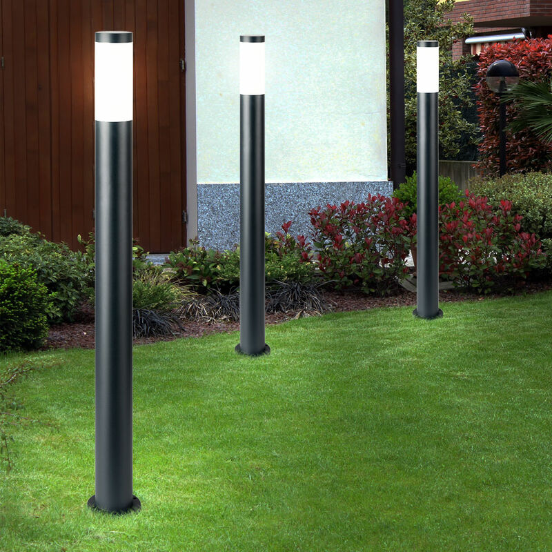

3x lámparas de pie al aire libre pilares de acero inoxidable iluminación de terraza luces de soporte de parque