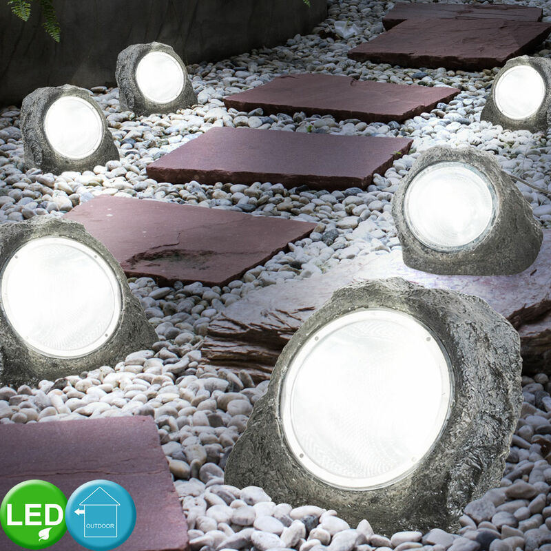 

3x luces LED para exteriores, camino de jardín, lámparas de pie, óptica de piedra, foco de pie para terraza, Globo 3702-3