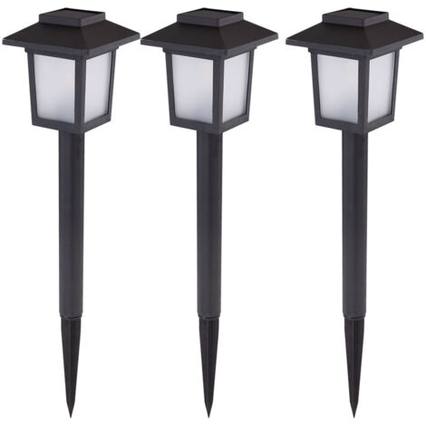 3x LED solaire plug-in lumières chemin de jardin rétro effet feu lanternes extérieures noir