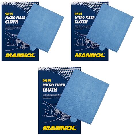 3x MANNOL 9815 Panno in microfibra 33x36 cm, blu, estremamente morbido,  altamente assorbente, non lascia aloni, delicato sulla vernice per la  pulizia e cura dell'automobile