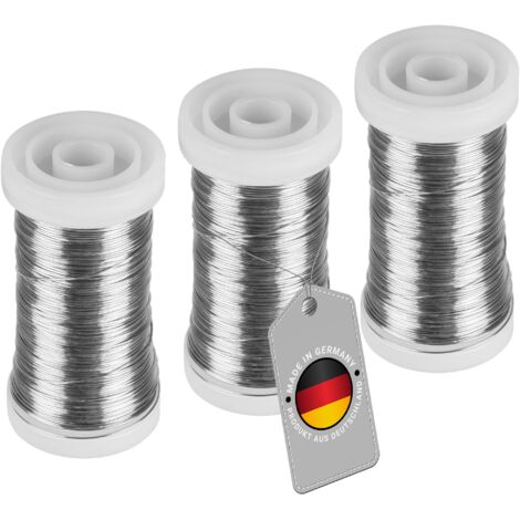 3x Myrtendraht geglüht aus Eisen in der Farbe Silber Blumendraht 100m
