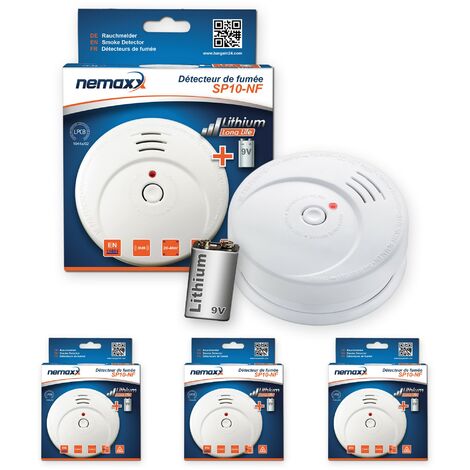3x Nemaxx SP détecteurs de fumée durable avec 10 ans pile au lithium 9V - DIN EN 14604 : 2005/AC : 2008 certifié