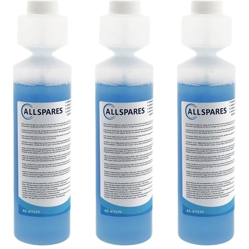 Allspares - 3x Nettoyant liquide circuit lait (250ml) AS-411577 pour machines à café par