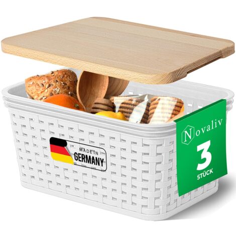 3x Novaliv Aufbewahrungsbox  3x Aufbewahrungsbox, 3x Holzdeckel