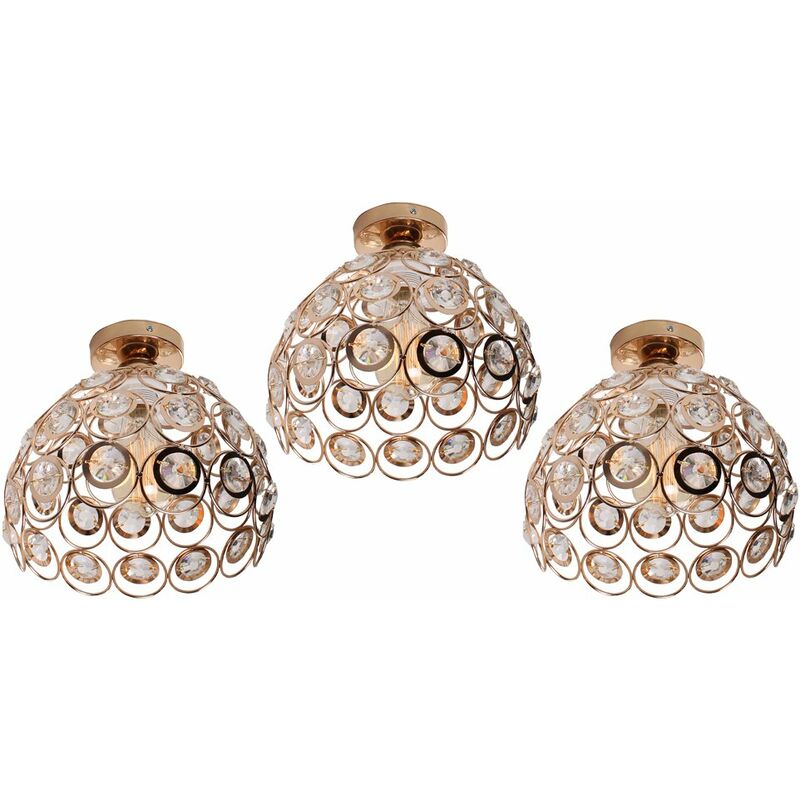 3X Plafoniera in Cristallo, Lampada da Soffitto a