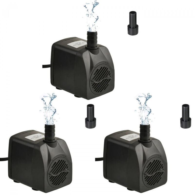 Desineo - 3x Pompe a Eau Submersible Reglable 800L h 16W Ideale pour Hydroponie Fontaine Aquarium et Bassin Cable 1,5m Purewave