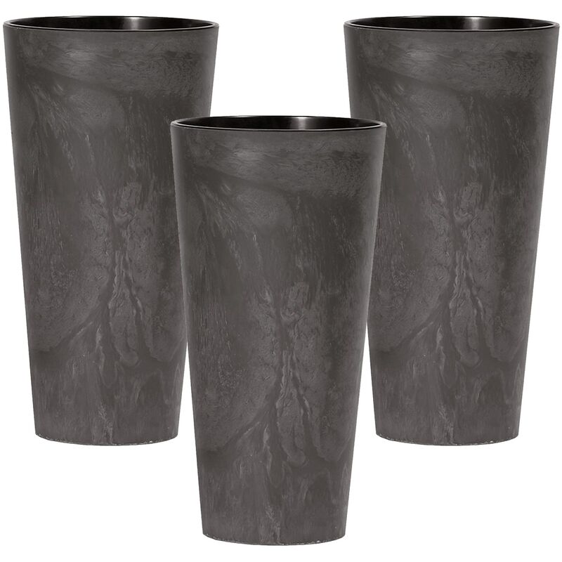 3x prosperplast tubus slim effect en plastique avec caution de couleur anthracite, 28,6 (haut) x 15 (largeur) x 15 (profond) cms