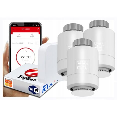 3x RTX Thermostatkopf + Tuya SET Zigbee WLAN-Gateway