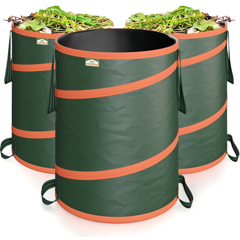 3x Sac de déchets de jardin 165L max. 30kg par sac tissu renforcé hydrofuge ordures bac - Gardebruk