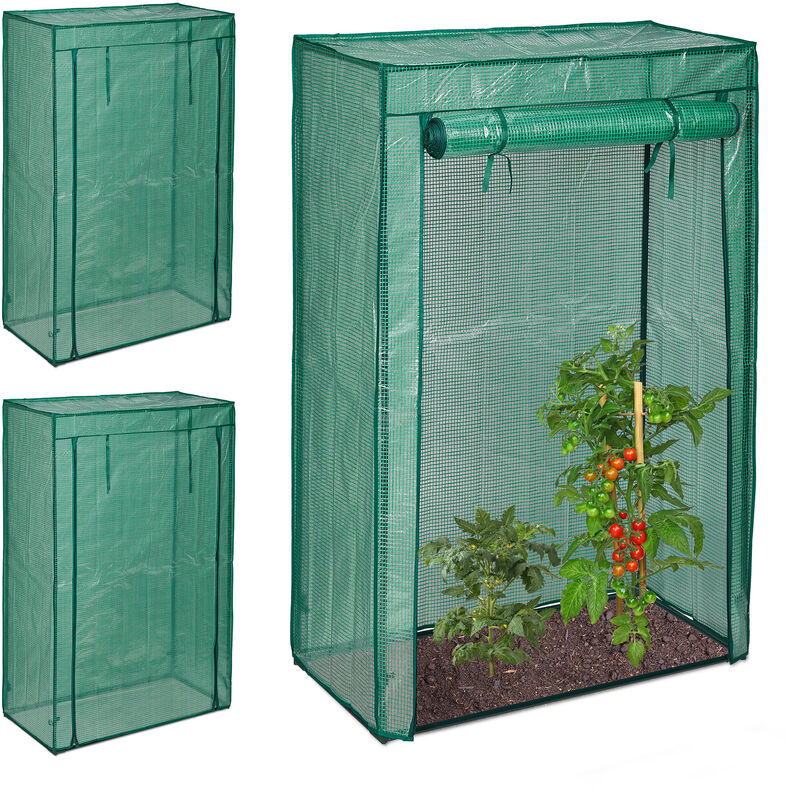 Relaxdays Small Tomato Greenhouse, Garden, Balcony, Foil Culltivation Tent, HWD: 150x100x50 cm, Steel & PE Film, Green