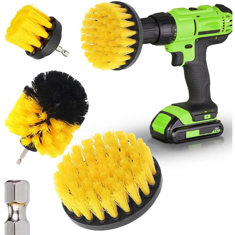 Colnk - 3x set brosse de nettoyage brosse fixation brosse fixation pour perceuse tournevis sans fil nettoyage brosse de nettoyage voiture bouteille