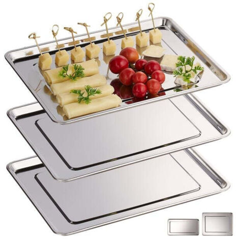 3x steel serving trays