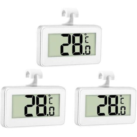 3X Thermomètre de Réfrigérateur Thermomètre Numérique Congélateur Thermomètre Refrigerateur Chambre Thermomètre Congélateur Imperméable avec Écran LCD avec Crochet pour Lecture de Température