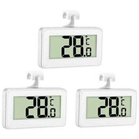 3X Thermomètre de Réfrigérateur Thermomètre Numérique Congélateur Thermomètre Refrigerateur Chambre Thermomètre Congélateur Imperméable avec Écran LCD avec Crochet pour Lecture de Température