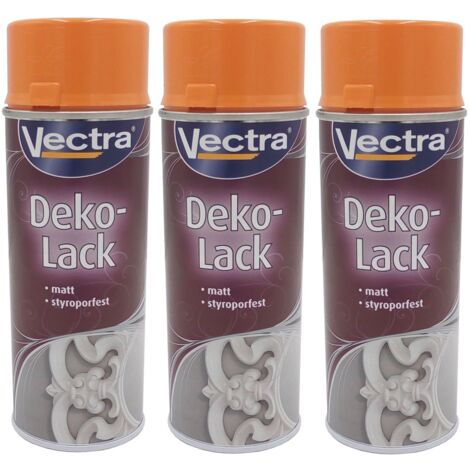 3x Vectra® Dekolack pastellorange matt 400ml Lackspray Farbspray Sprühdose
