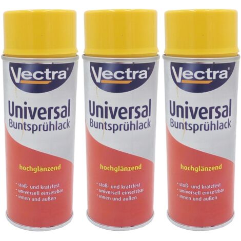 3x Vectra® Universal Sprühlack rapsgelb glänzend Lackspray 400ml Farbspray