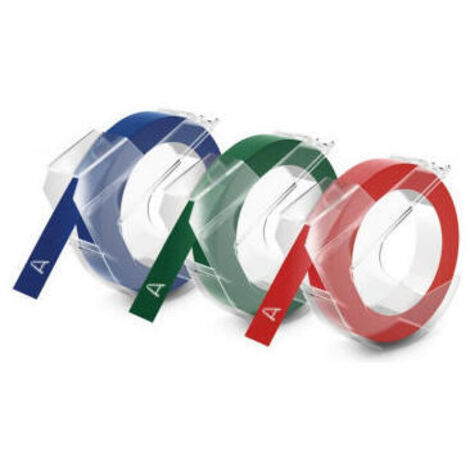 3x1 Dymo Embossing Labels Multi-Pack 9mm (red/blue/black)