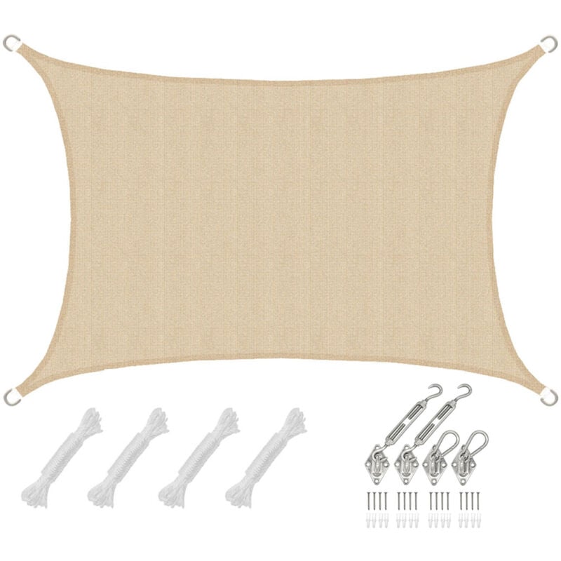 Amanka - 3x2 Voile d'Ombrage Rectangulaire Respirante - Toile de Jardin uv avec Fixation