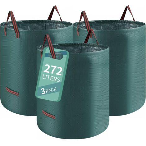 3X272L Gartenabfallsack, Reißfester Grünabfallsack, Gartengemüsesack mit Griff, Faltbarer Grünabfall-Gartensack, Selbsttragender Gartensack, Säcke können 50kg tragen