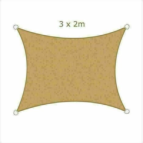 3x2m Sun Sail Shade Rectangular Awning Canopy Garden Sun Patio Sunscreen - Sand